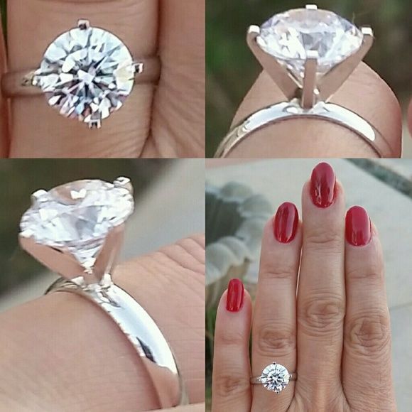 14k White or Yellow 3ct Solitaire Engagement Ring - Picture 1 of 3